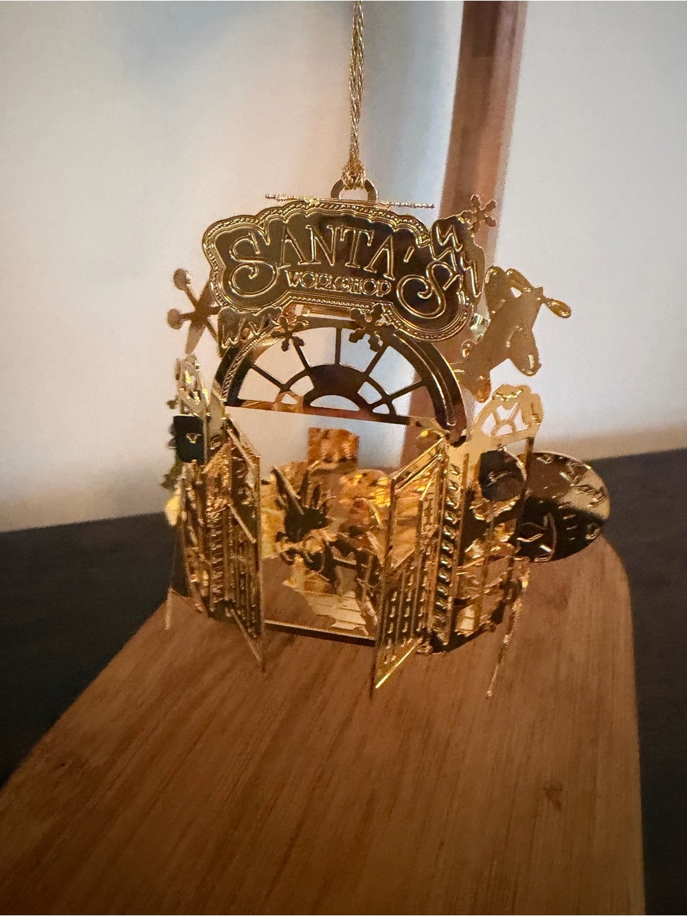Santa's Workshop Gold Plated Hanging Ornament